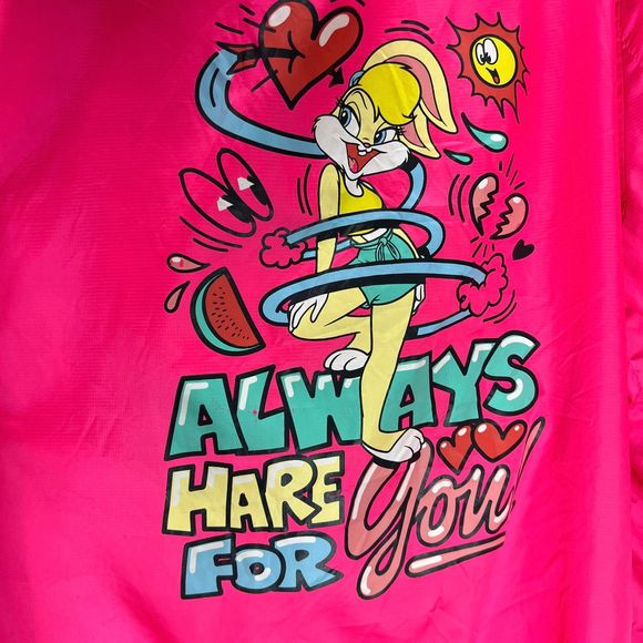 Members Only windbreaker looney tunes Women's XL pink pullover jacket Bugs Bunny - Picture 6 of 12